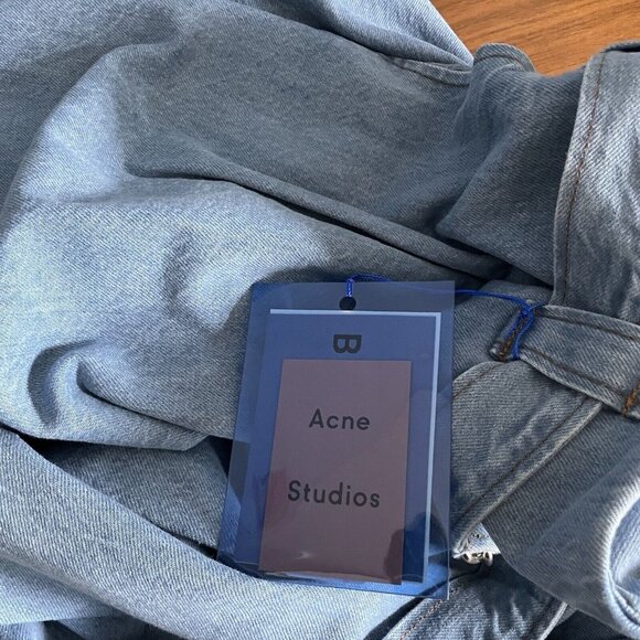 ACNE STUDIOS Bla Konst Light Denim Jean Pleated Belted Skirt Size 36 - Picture 6 of 12